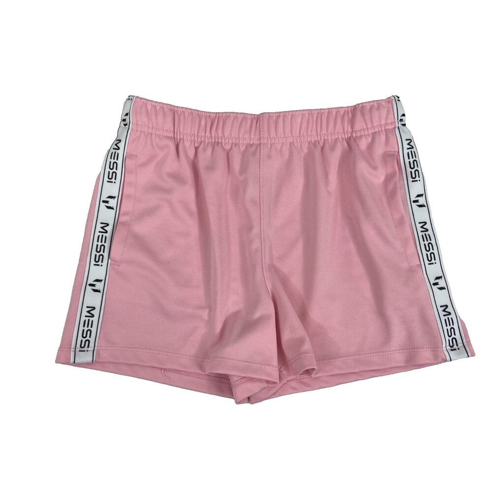 Messi Girl Large 10/12 Pink Shorts Athletic Soccer Football White Stripe